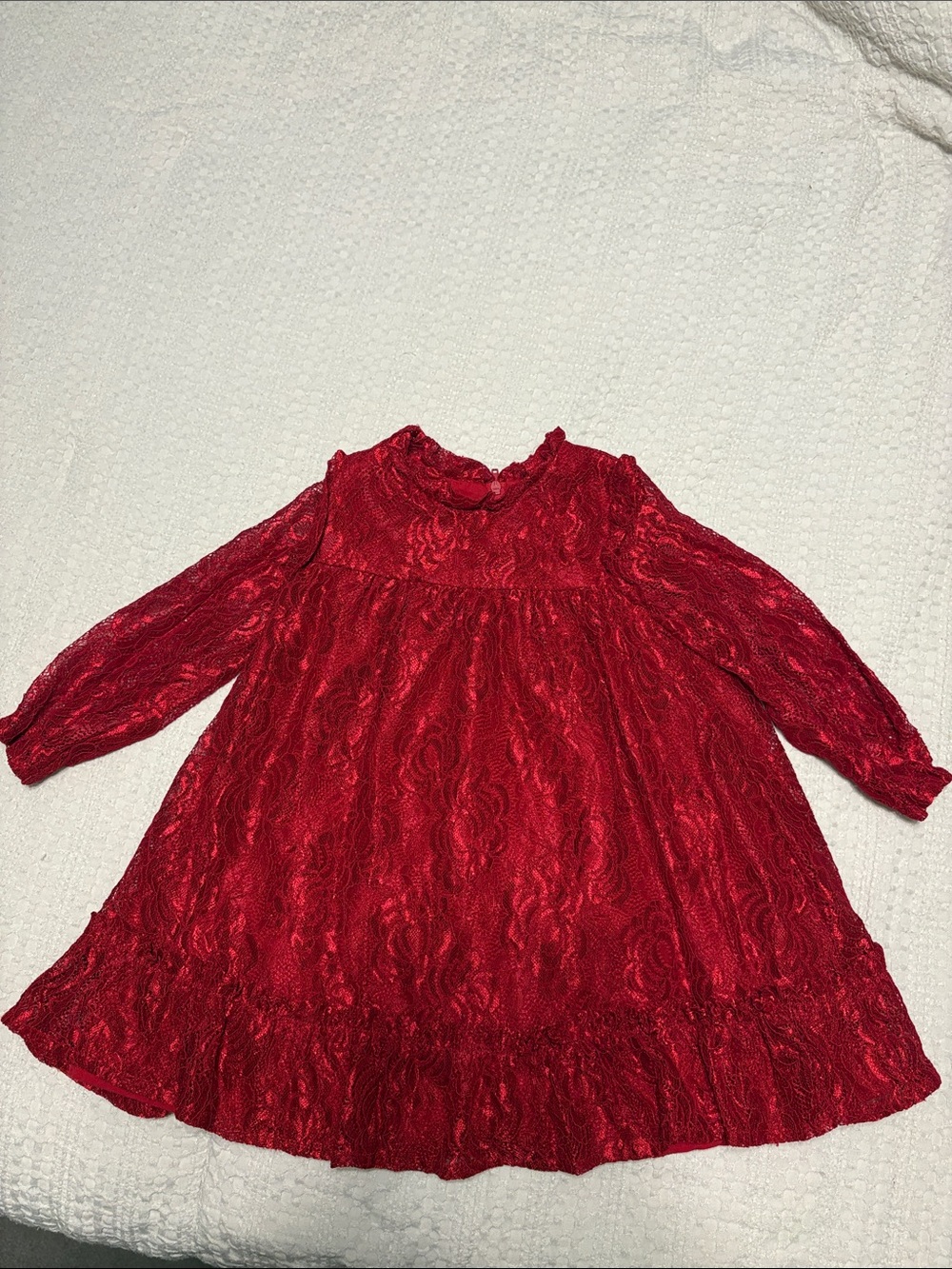 wonder nation Red Long-Sleeve Lace Dress Top for Kids